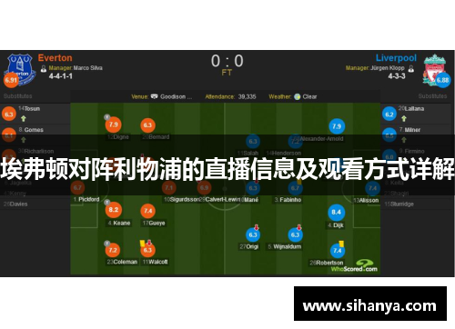 埃弗顿对阵利物浦的直播信息及观看方式详解